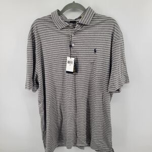 Polo Ralph Lauren Classic Fit Gray Striped Polo Shirt Size XL